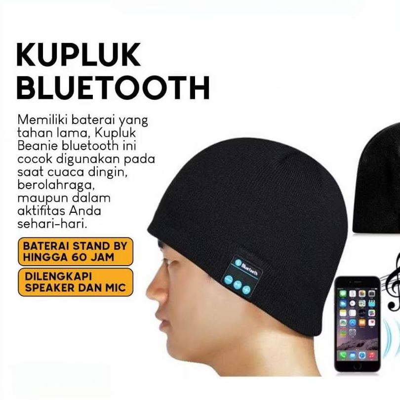 Topi kupluk Bluetooth Dengar Musik dan bisa untuk telepon/Topi Kupluk Beani Bluetooth Dengan Speaker