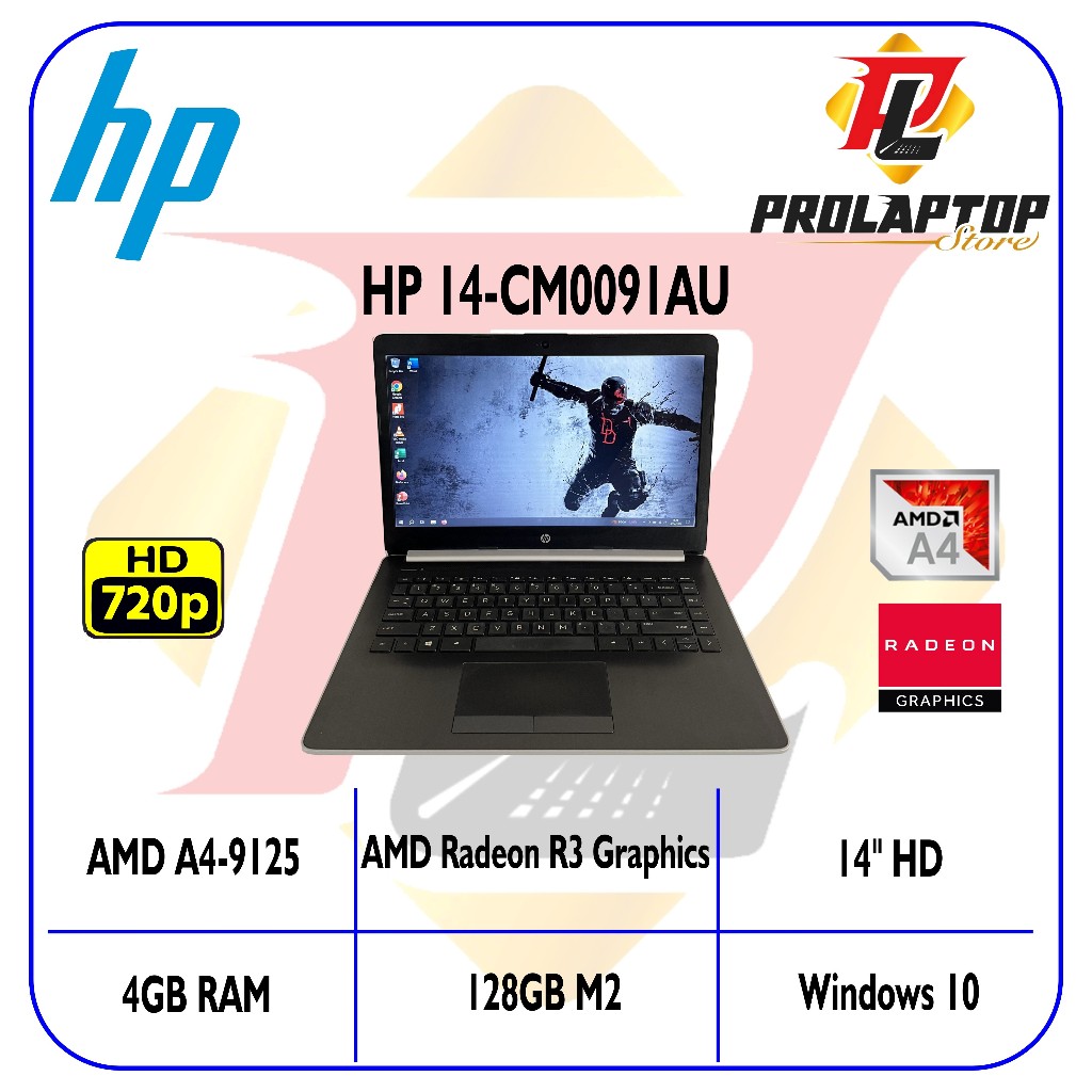 HP 14-cm0091AU AMD A4-9125 RAM 4GB SSD 128GB 14" HD