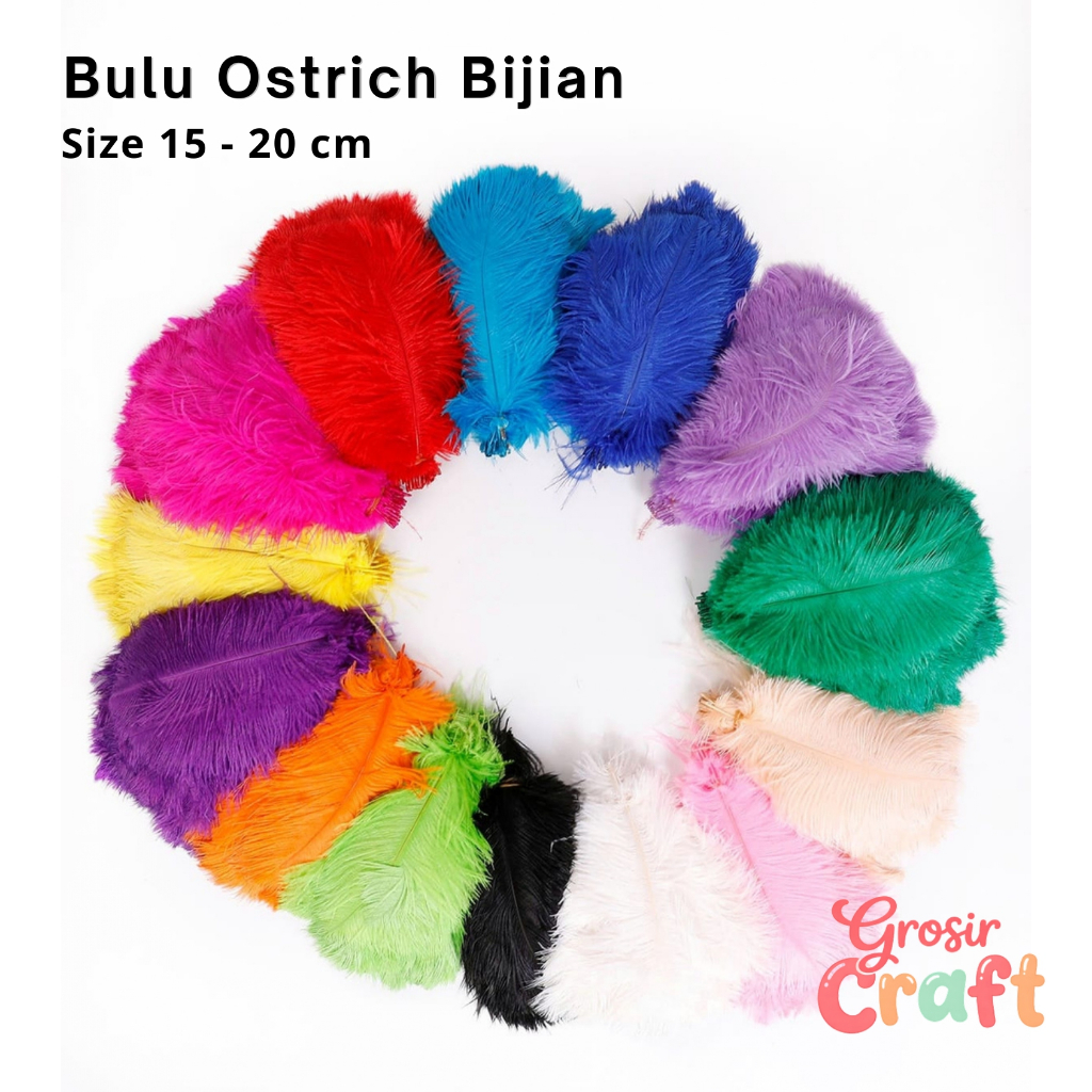 1 PCS BULU OSTRICH / BULU DEKORASI OSTRICH FEATHER 15 - 20 CM