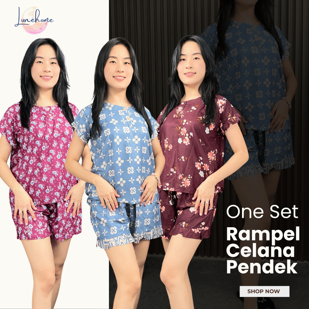 Baju Tidur Wanita Setelan Pendek Rampel Baby Doll Rayon Bali Baju Tidur One set celana pendek