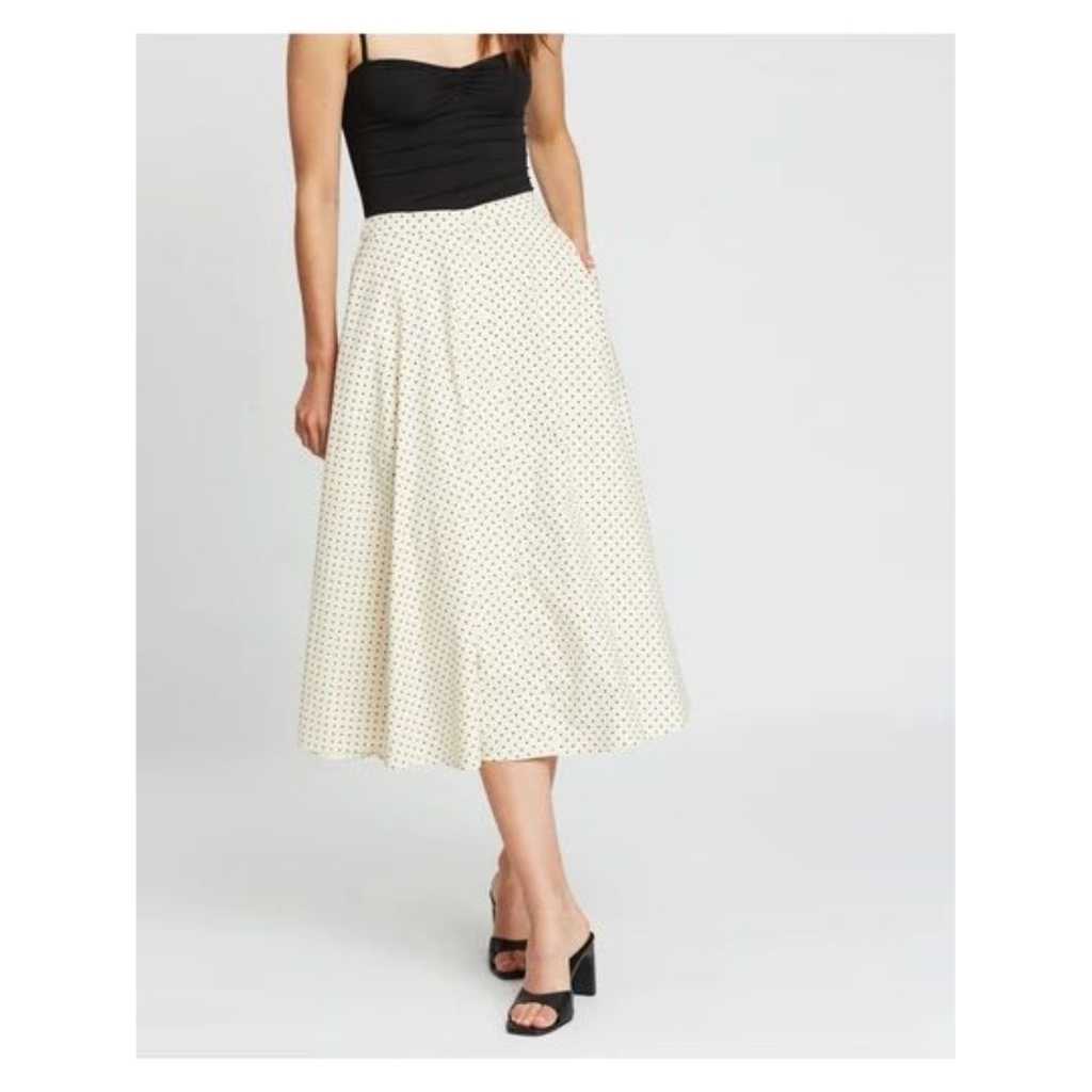 Uniqlo Polkadot front button midi skirt
