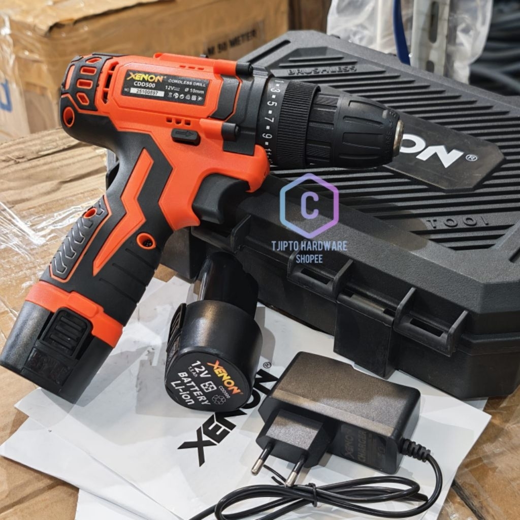 Cordless Drill 12V Xenon CDD500 Mesin Bor Baterai 12 Volt CDD 500 Batt Tanpa Kabel