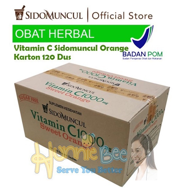 Vitamin C 1000mg Sidomuncul Original rasa Orange kemasan Karton isi 120 Dus