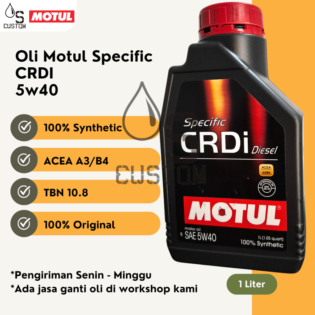 Motul CRDI 5w40 100% Synthetic ACEA A3 B4 1 Liter Original Oli Diesel Oli Bensin