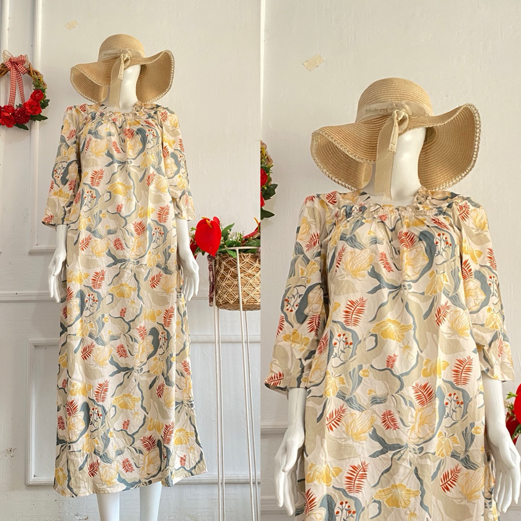 Marlynashop - LONG DASTER ZARA KERUT RAYON MOTIF VIRAL KEKINIAN