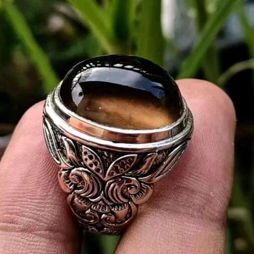 cincin batu akik solar padang solok / solar kopi asli natural/ batu akik solar giwang