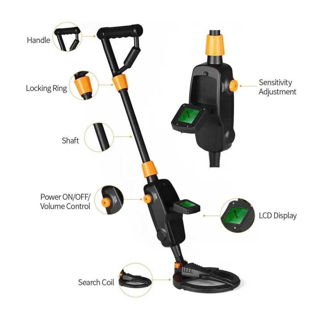 Pendeteksi Logam Metal Detector LCD Display Waterproof Anti Air