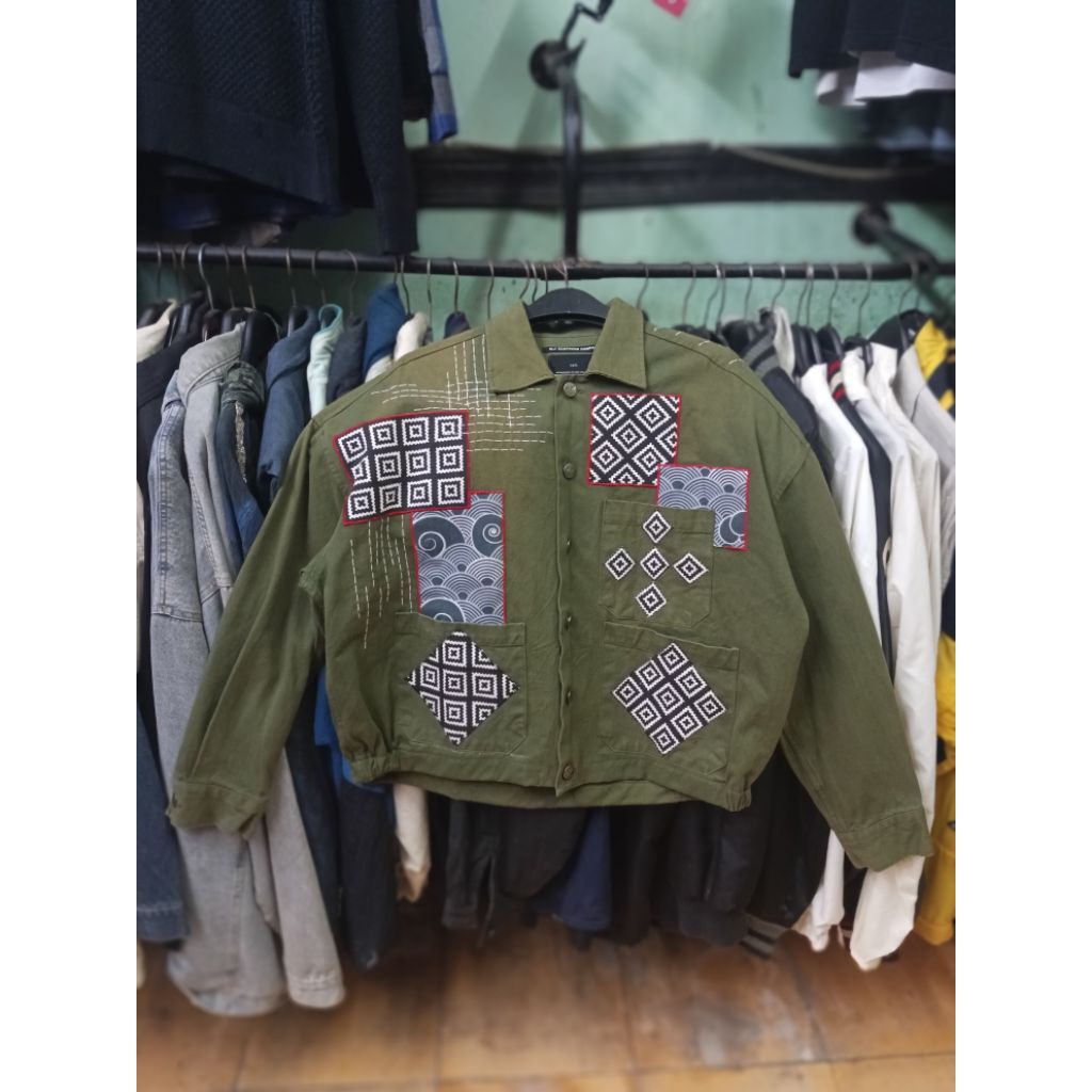 JACKET DENIM TACTIKAL REWORK CUSTOM PATCH X SASHIKO by Mighty Concept