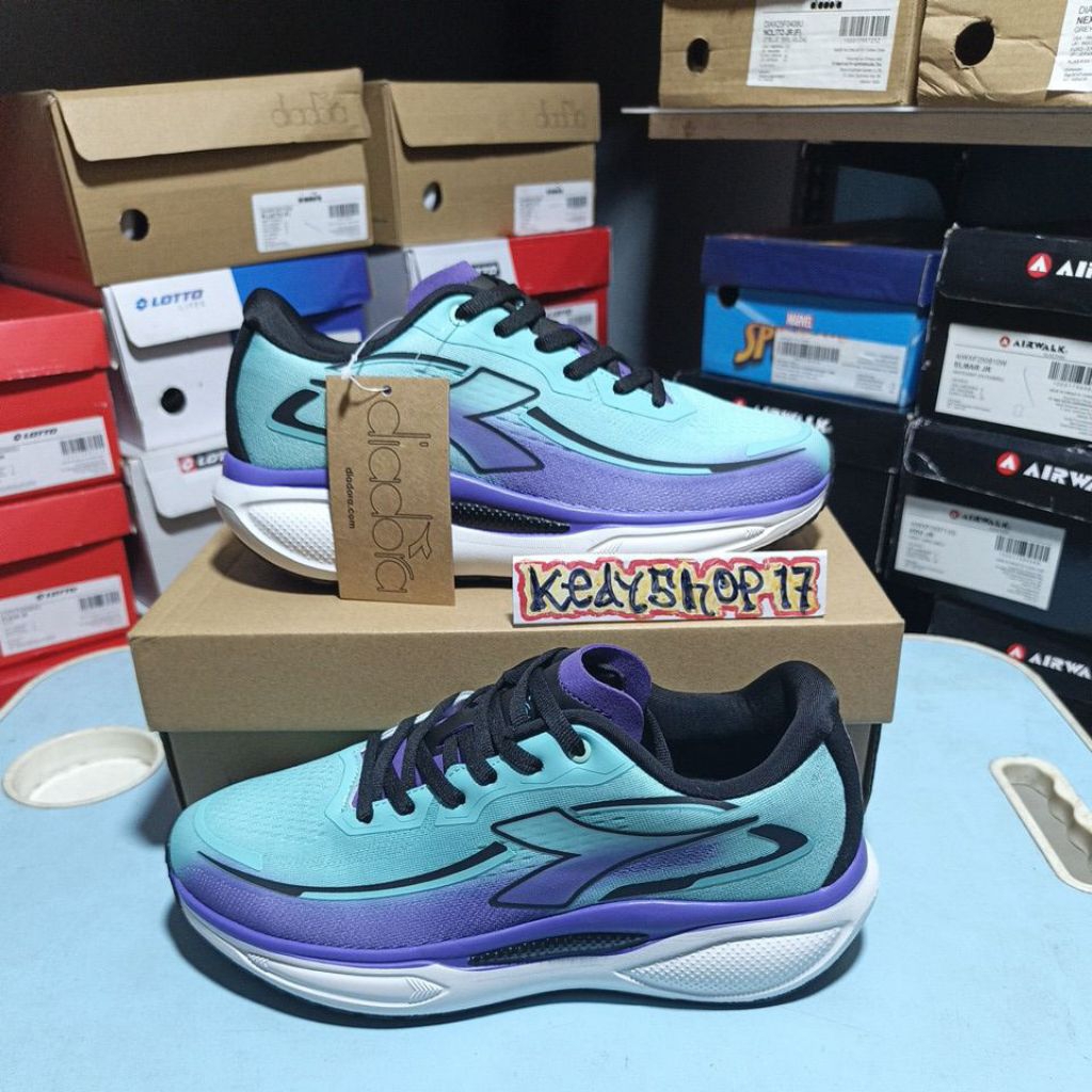 Sepatu Olahraga Wanita Diadora Plueto mint/purple original resmi sport station.
