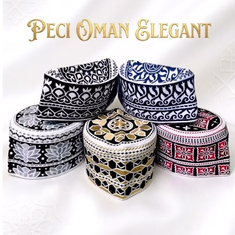 Kopiah Songkok Peci OMAN BANGLADESH ELEGANT Full Bordir Anak Dan Dewasa , Songkok Oman , Peci Haji B