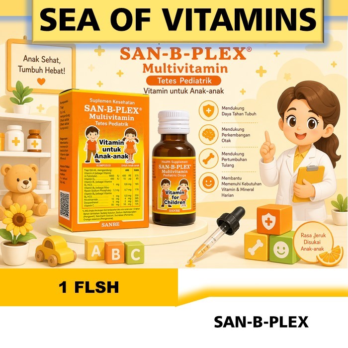 SAN-B-PLEX TETES DROP 15 ML SUPLEMEN NUTRISI UNTUK BAYI & ANAK, PENAMBAH NAFSU MAKAN