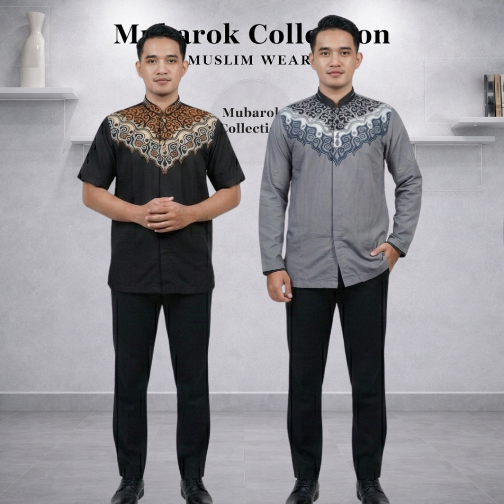 Baju Koko Warna Terbaru // Motif 02 // Tangan Panjang & Pendek //baju koko taqwa bordir pria muslim 