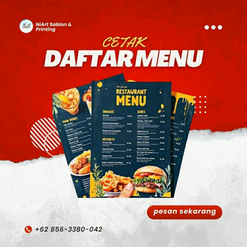 Cetak Daftar Menu Makanan Laminating | Alimart