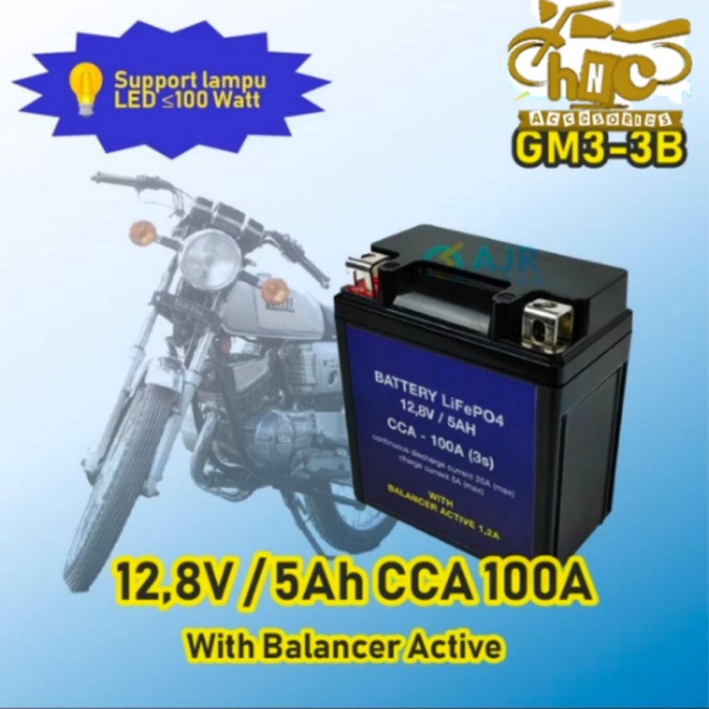 ACCU AKI LITHIUM LIFEP04 SEPEDA MOTOR 12V 5AH ( 12,8W/5AH ) BALANCER ACTIVE LONGLIFE MINIIMAL 5TH
