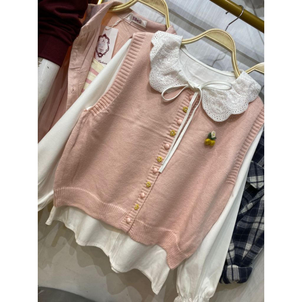 NewArrivals VSF04.6204K-4 - Kemeja Wanita Import Catton Premium Terbaru Kekinian Plus+ Vest-Rompi Ra