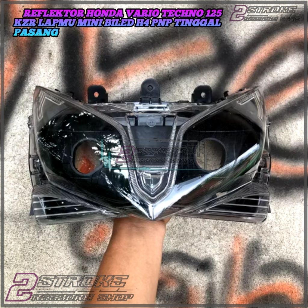 Lampu depan Honda Vario Techno 125 KZR reflektor rubahan mini biled H4 pnp tinggal pasang
