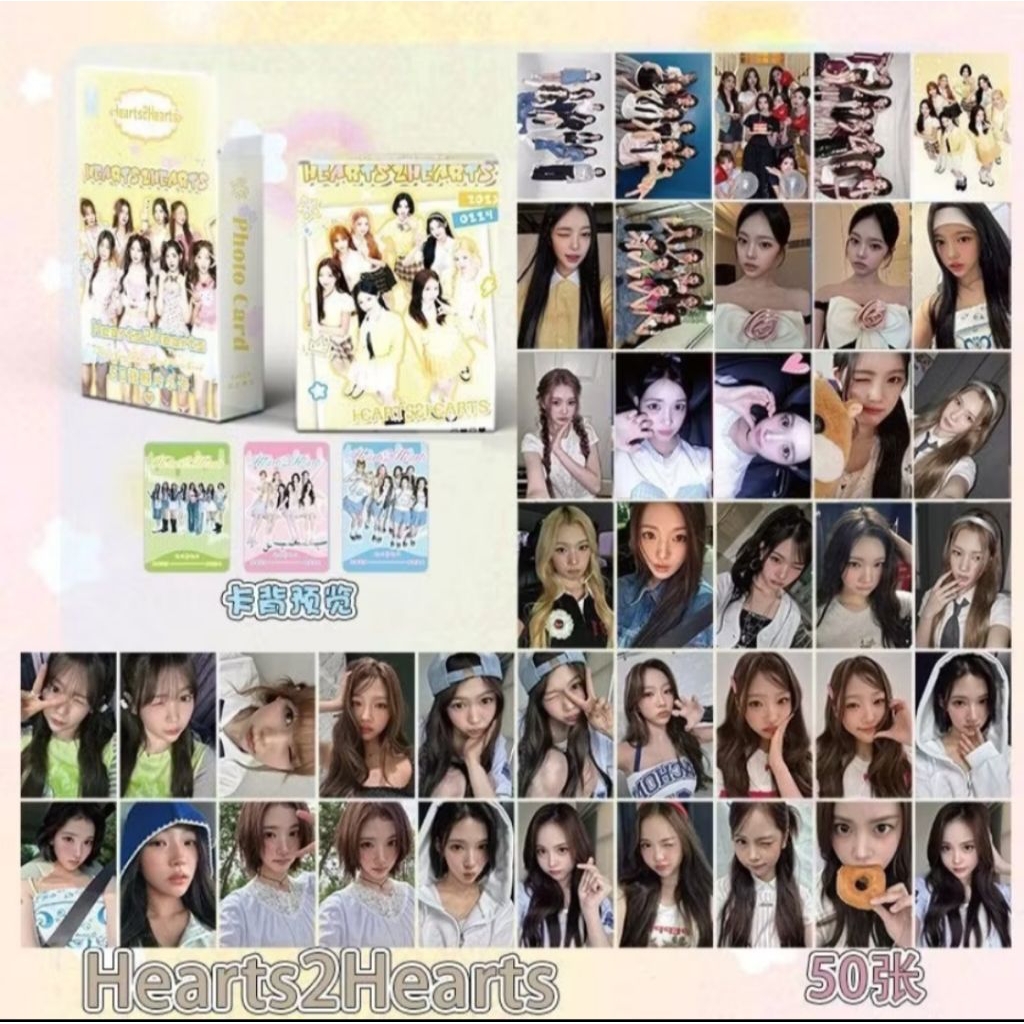 Photocard Hearts2Hearts H2H 1 Pack Isi 50 Pcs Hologram Lomocard Kpop Idol Girls Koleksi Kpopers