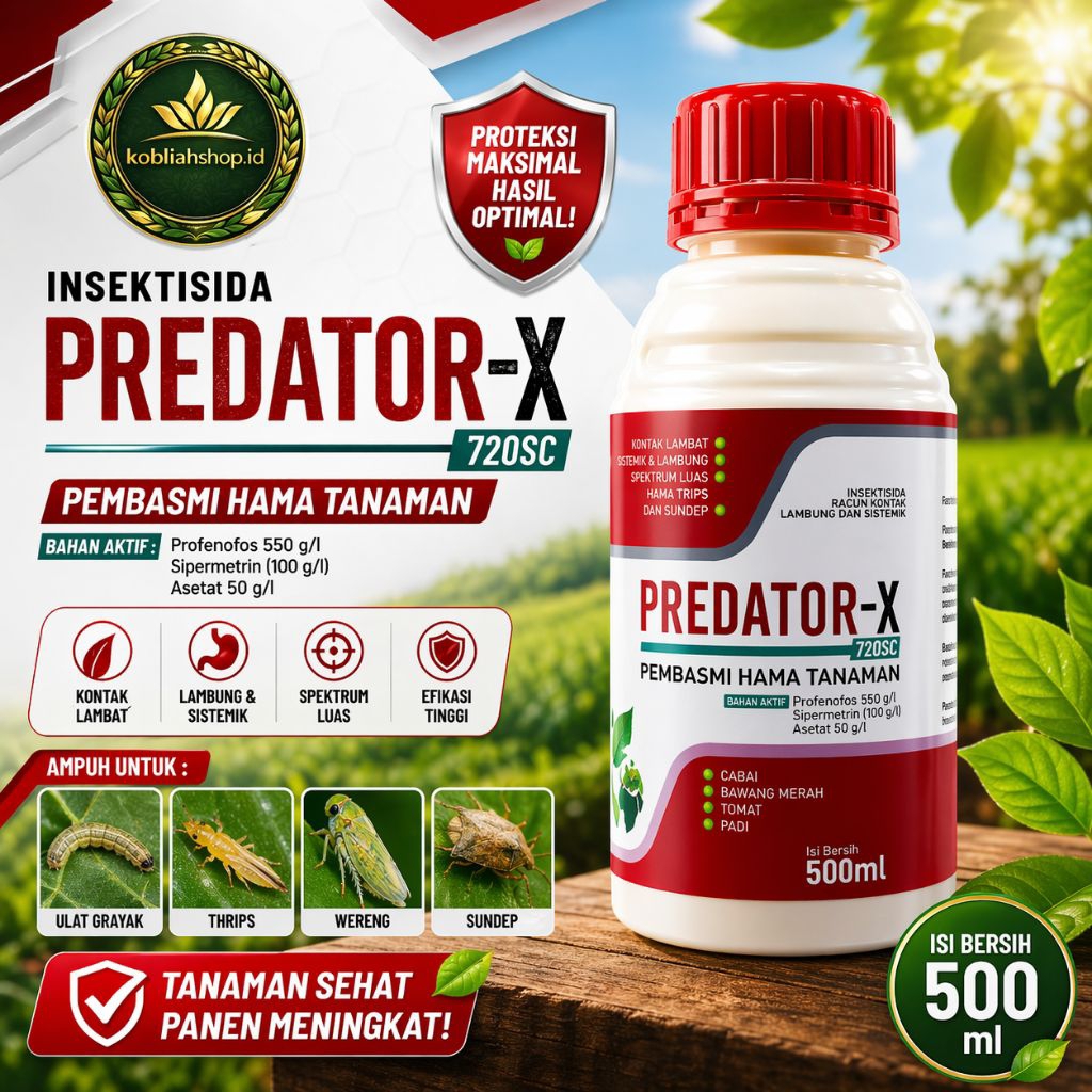 PREDATOR X Insektisida 500ml - Profenofos, Sipermetrin, Asefat, Pengendalian Hama Tanaman