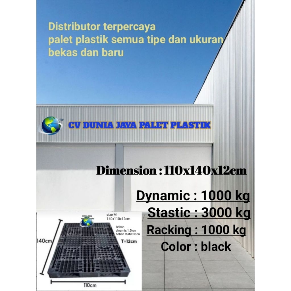 palet plastik ukuran 110x140x12cm
