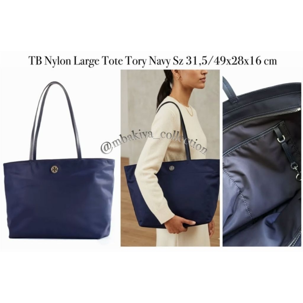 TB Nylon Large Tote Tory Navy