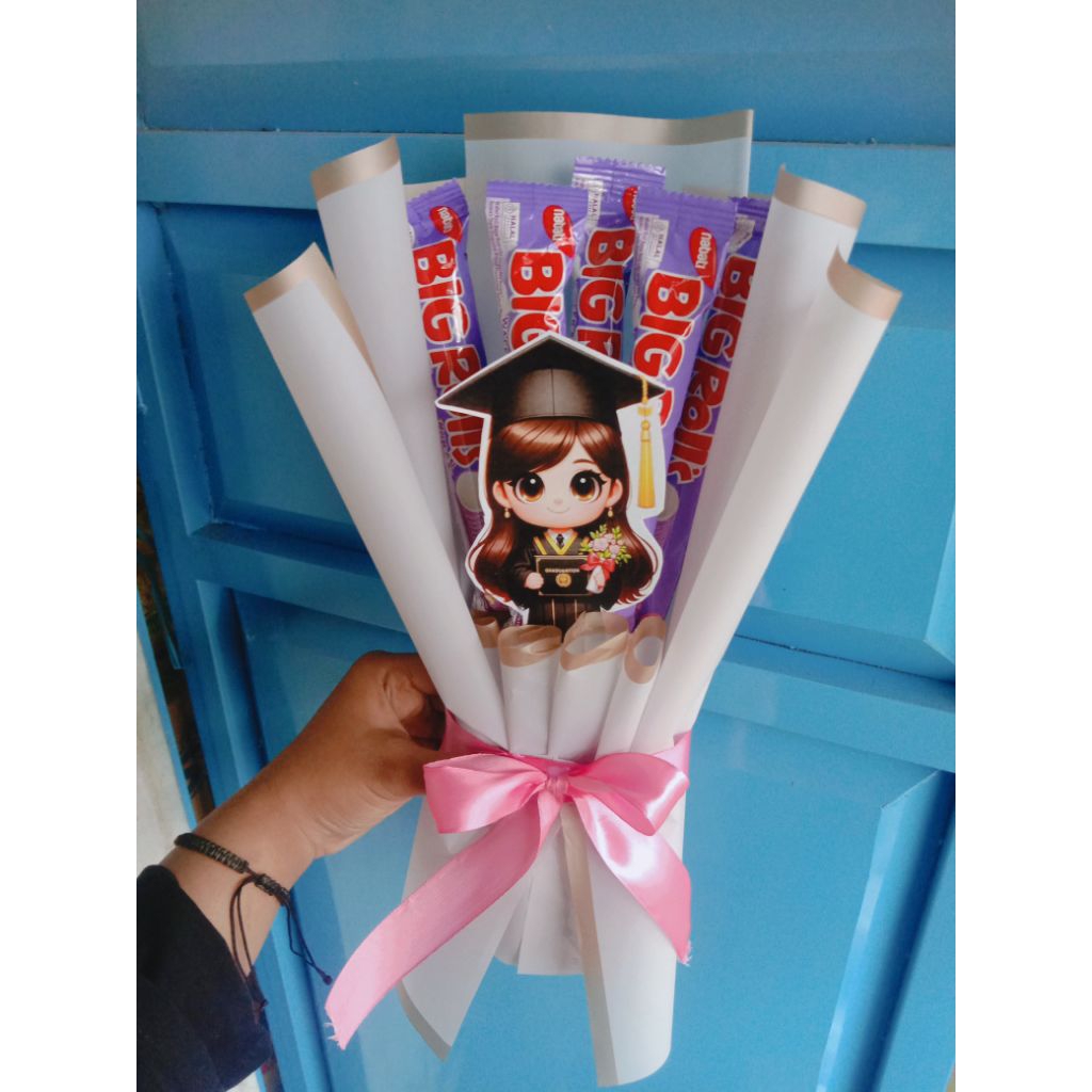 Buket Snack Pocky Pink - Hadiah Spesial dengan Kartu Ucapan Gratis