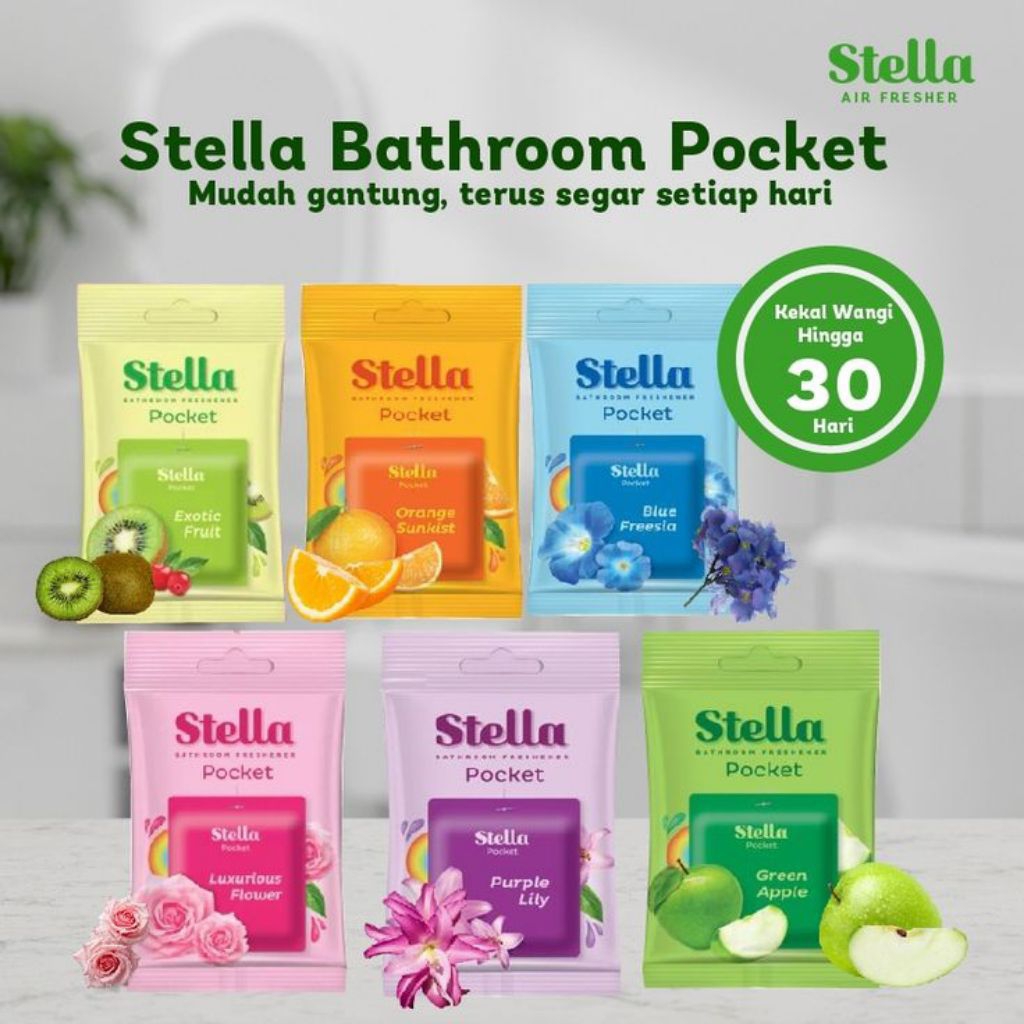 Stella Pocket Bathroom 10gr - Slim Gel Technology, Aroma Segar, Tahan Lama