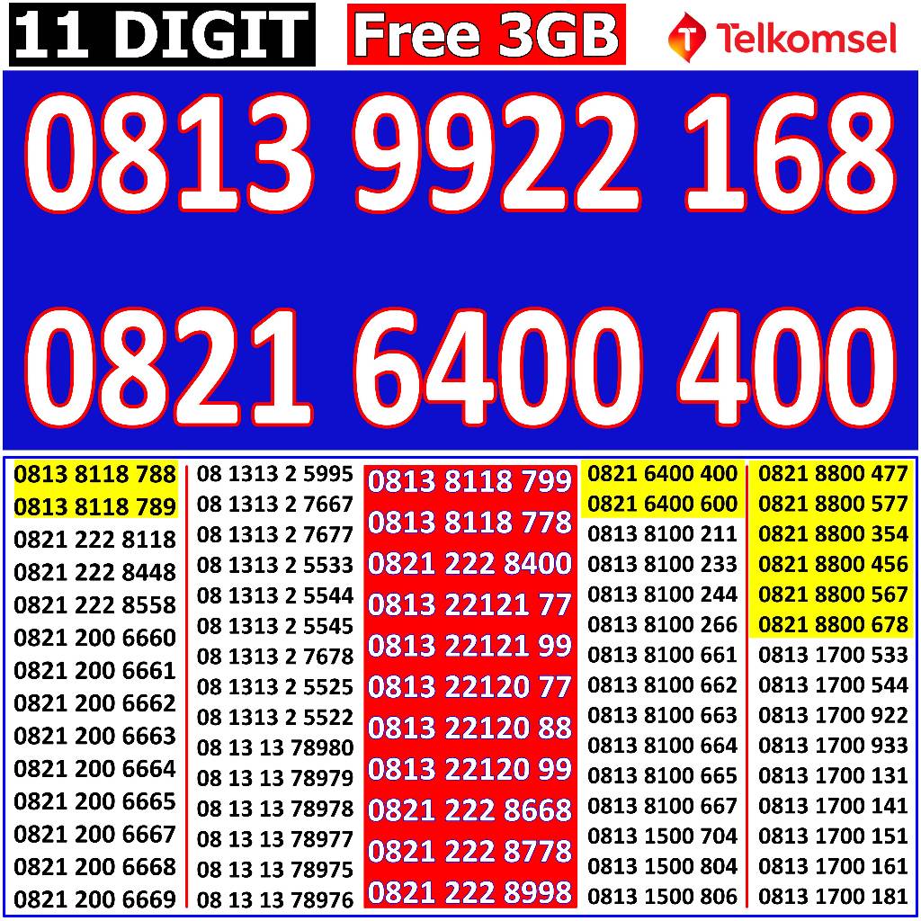 Telkomsel cantik / Nomor Telkomsel cantik / Perdana Telkomsel cantik / Nomor perdana telkomsel 5g ca
