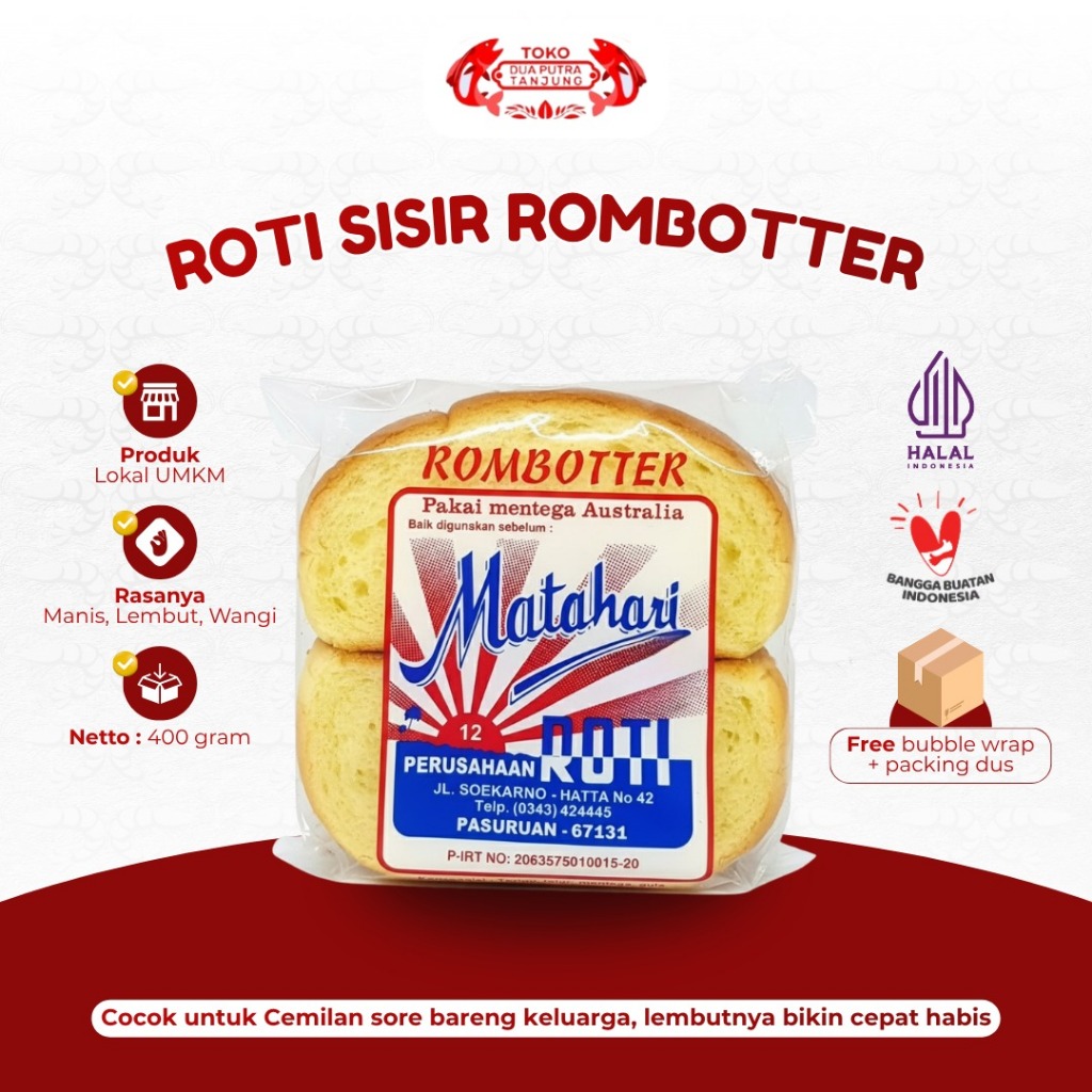 Dua Putra Tanjung Roti Sisir Rombotter Matahari Khas Pasuruan 510gr Kue Mentega Australia