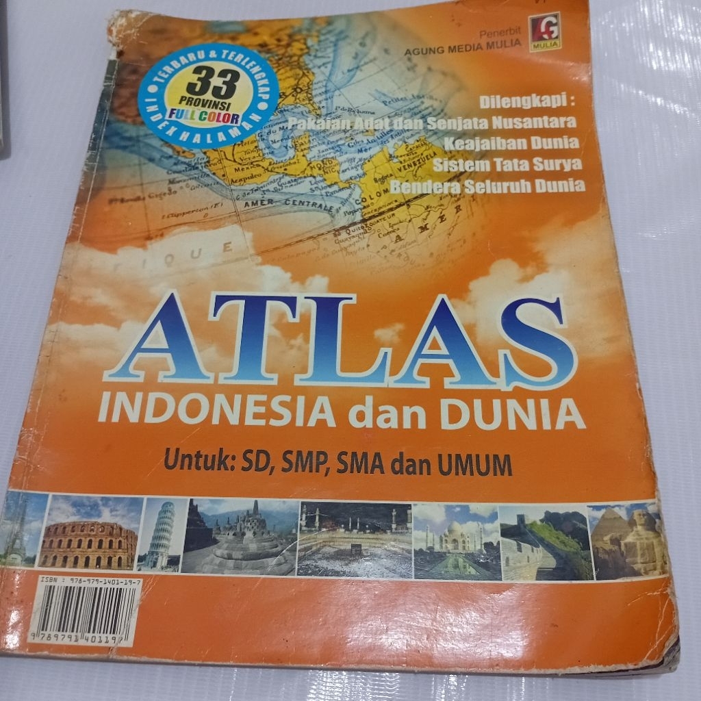 ATLAS PELAJAR INDONESIA DAN DUNIA EDISI TERBARU 33 PROVINSI FULL COLOR