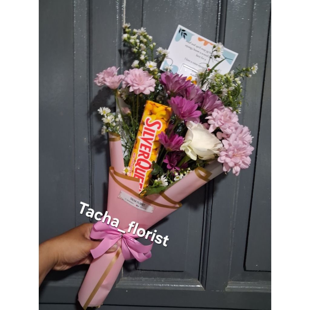 Buket bunga mawar mix coklat asli segar CIMAHI BDG PADALARANG