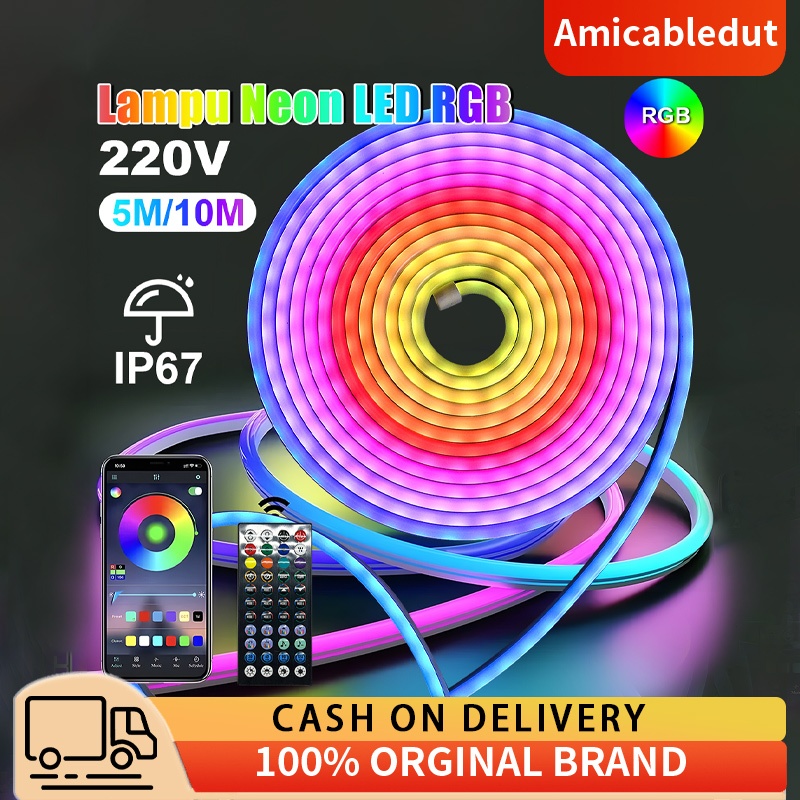 Lampu Led Neon Flex Neonflex RGB Running 10M DC   Remot Control App Control / Lampu Neon Flex Runnin