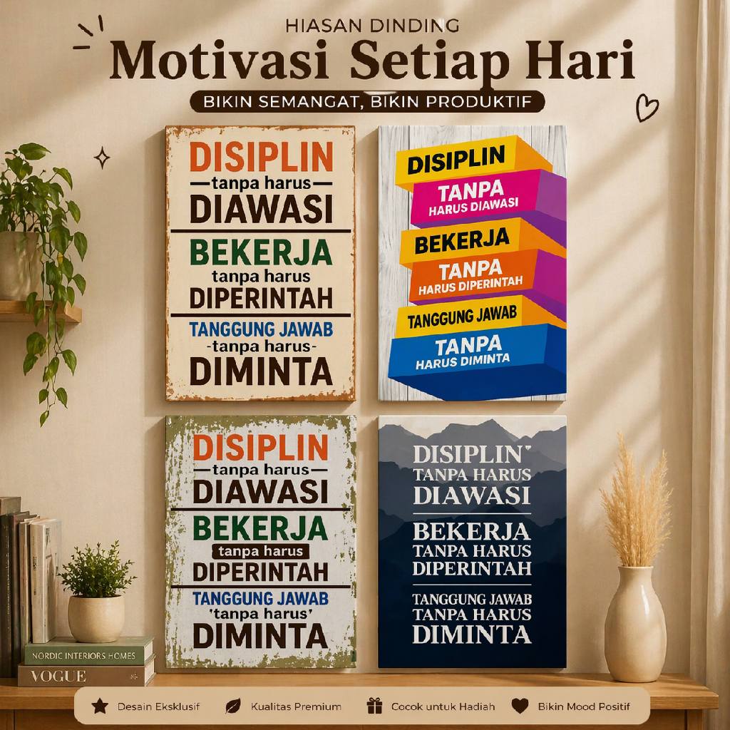 hiasan dinding Poster Dinding Pajangan Dinding Motivasi Quotes Motivasi Pajangan Dinding Kantor