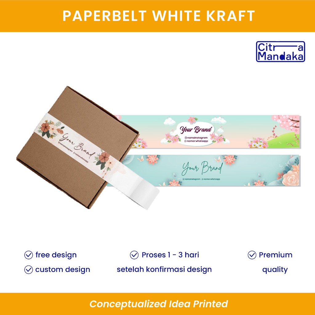 Paper Belt Custom Premium White Kraft | Packaging Sleeve Free Design | Label Hampers | Paper Sleeve 