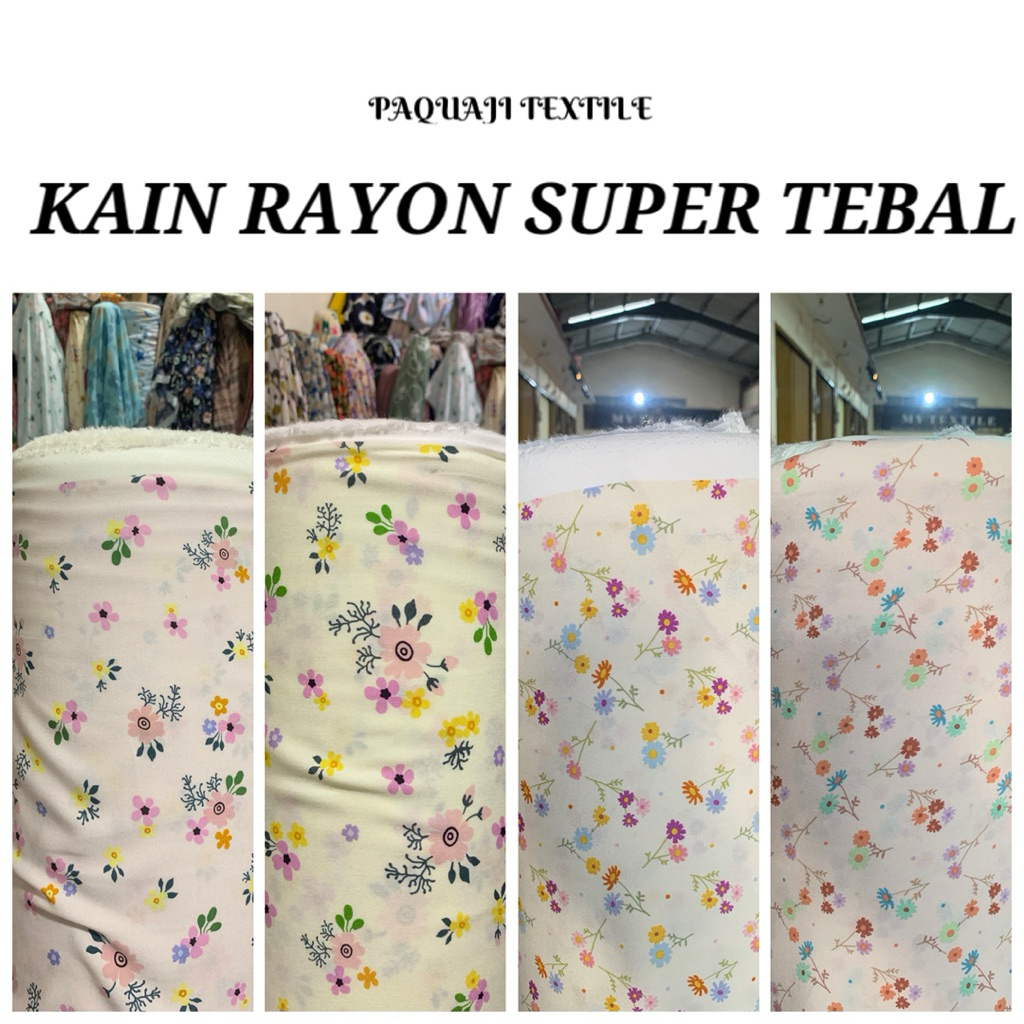 bahan kain katun rayon super tebal motif bunga kecil kecil/rayon motif bunga terbaru