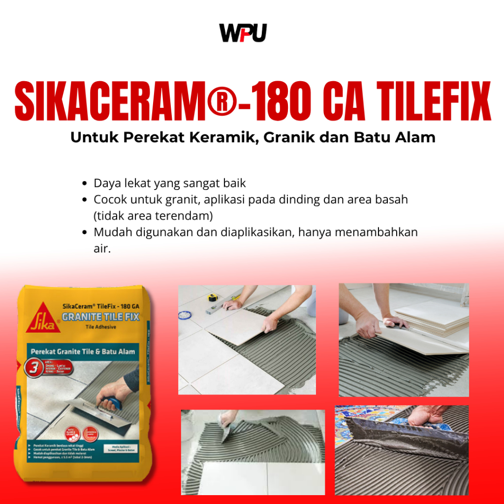 Sika Ceram Tilefix 180 GA - Perekat Granit Instant Tile Adhesive 25Kg