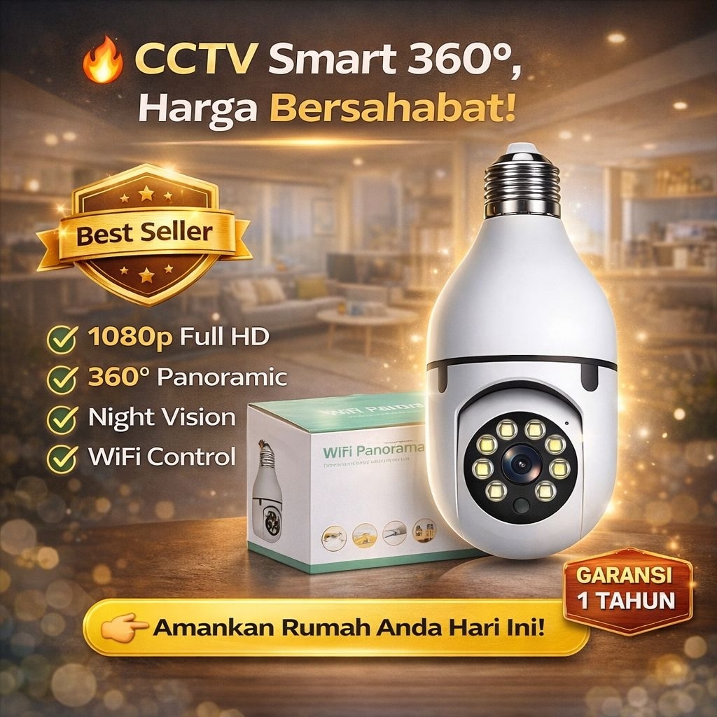 CCTV Lampu Bohlam Wifi Wireless Outdoor Indoor IP Camera 360 Full HD