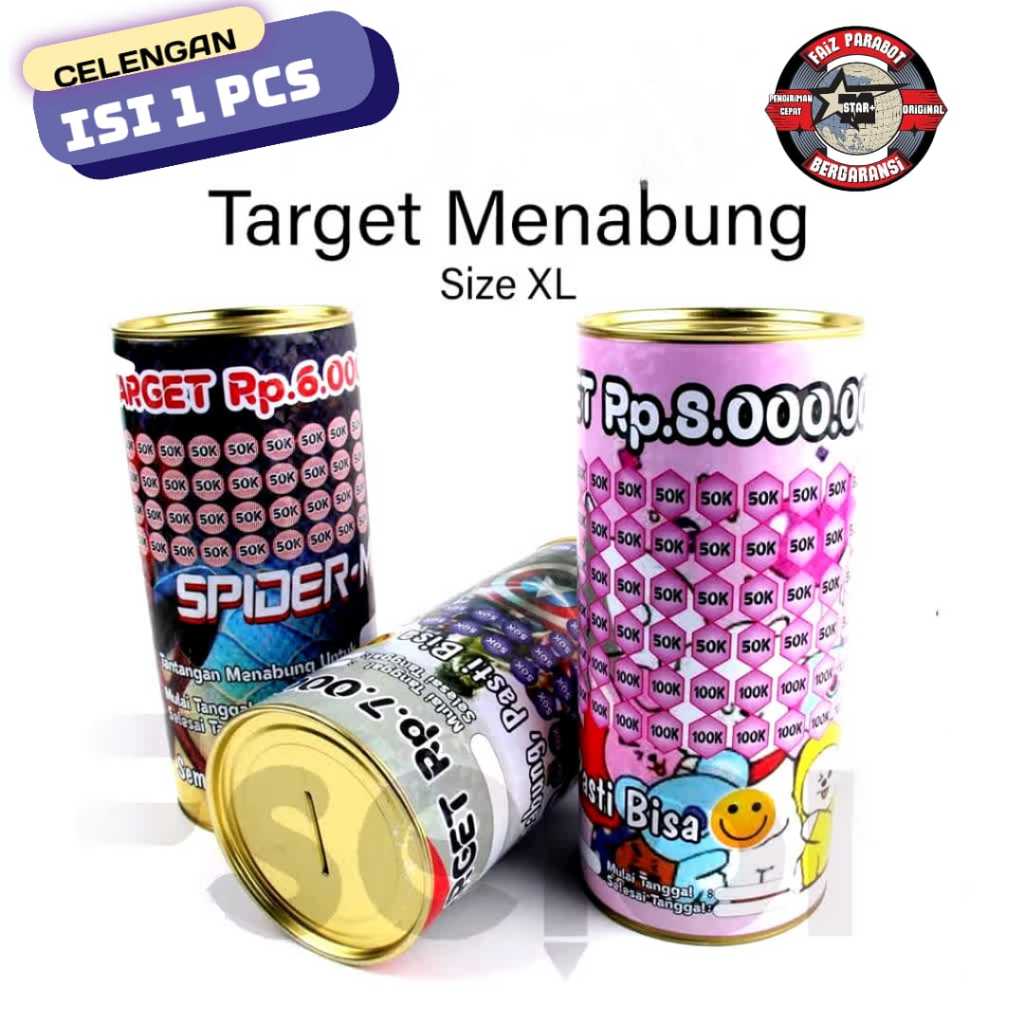 ( isi 1 pcs ) Celengan TARGET sz XL / Celengan Target Kaleng XL