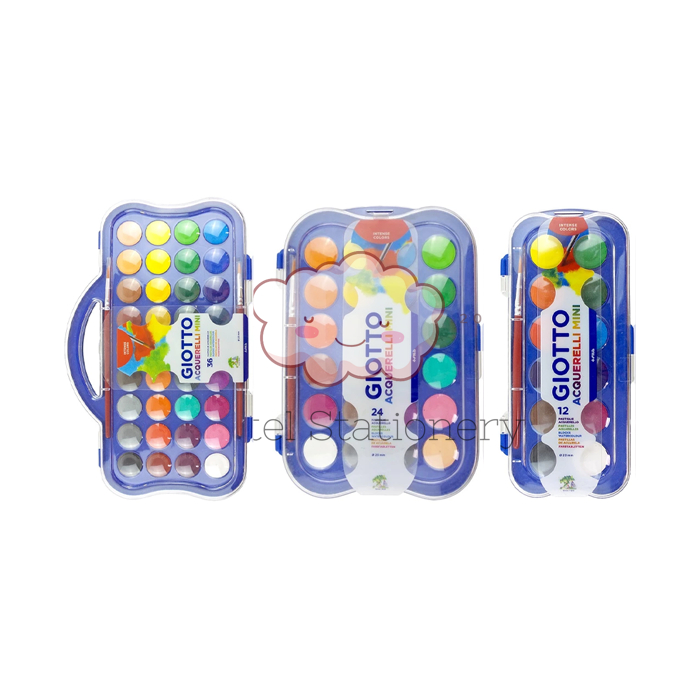 Giotto Acquerelli Mini Watercolor Cake Color Paint Set 12 24 36 Warna Cat Air Gioto Mini