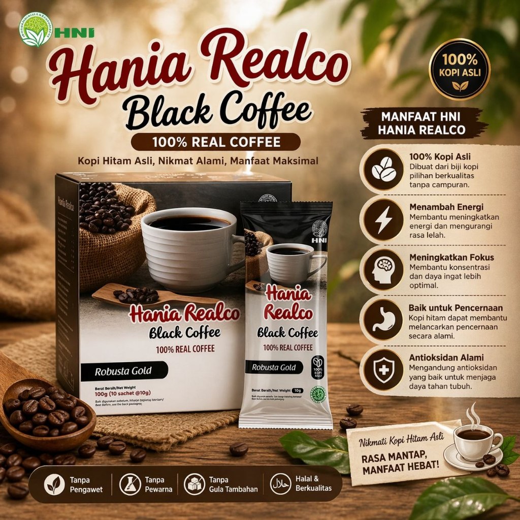 hni hania realco 100% kopi bubuk asli - kopi hitam herbal hni