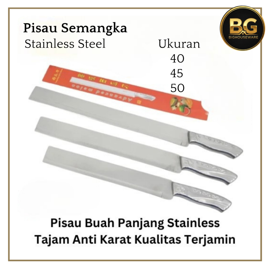 BG - Pisau Buah Stainless Pisau Buah Semangka Bilah Panjang 40cm 45cm 50cm Pisau Buah Anti Karat