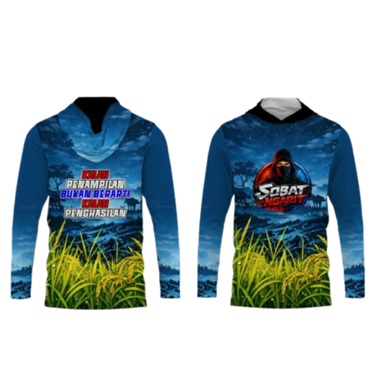 Jersey Sobat Ngarit Lengan Panjang Full Printing Kaos Komunitas Petani