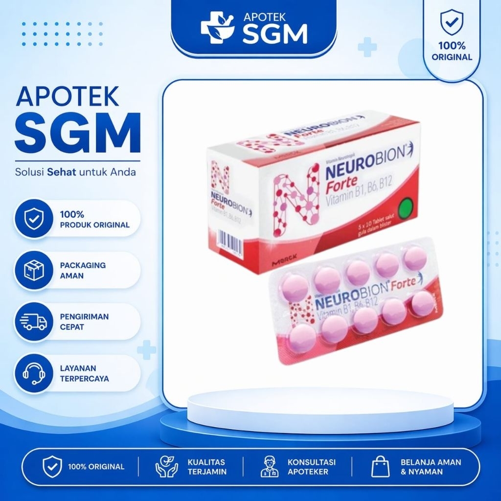 Neurobion Forte 10 Tablet B1 B6 B12 1 Strip Neurobion Pink Vitamin B