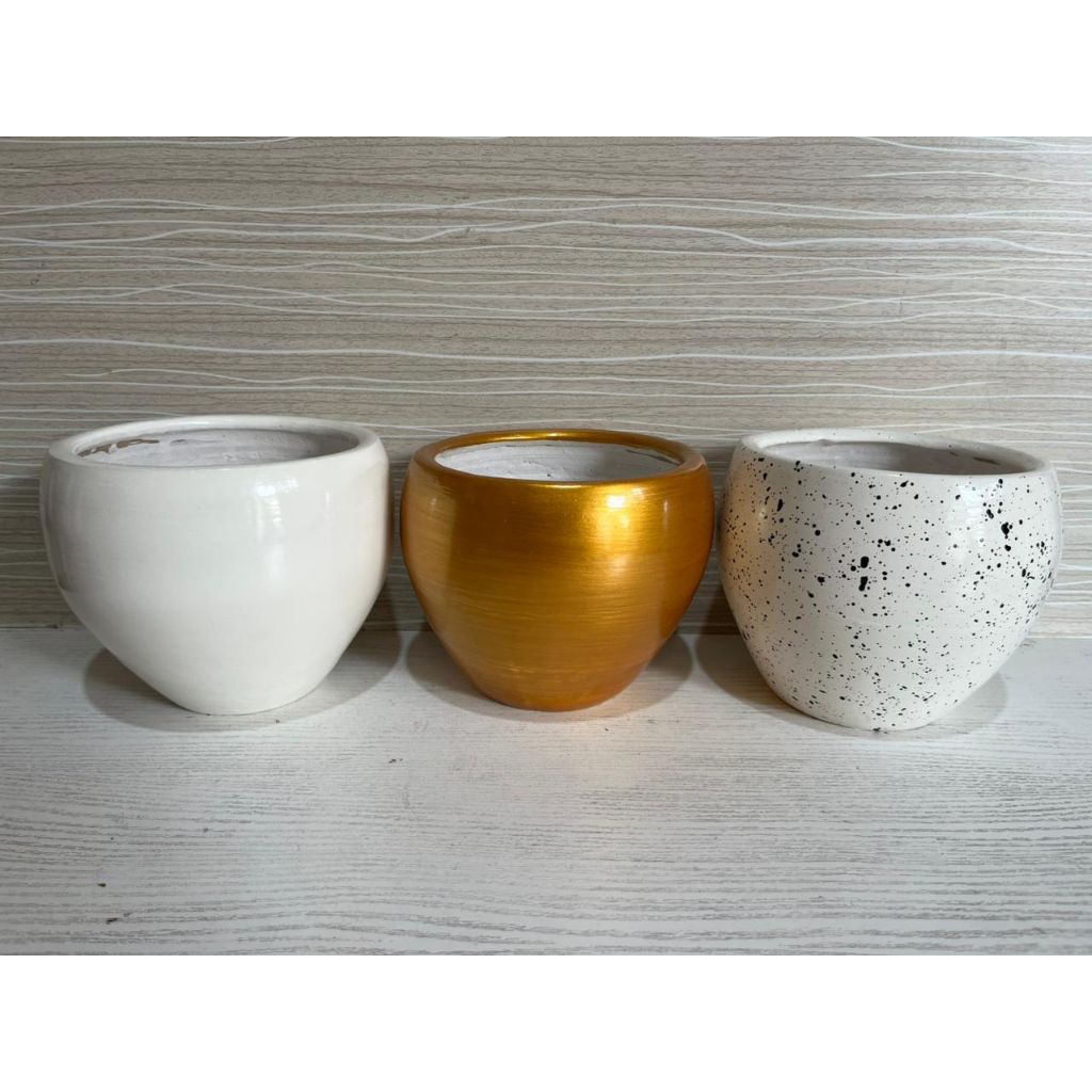 Pot Telur | Paso 15 cm | Pot Bulat Sedang | Pot Meja | Gerabah | Tanah liat