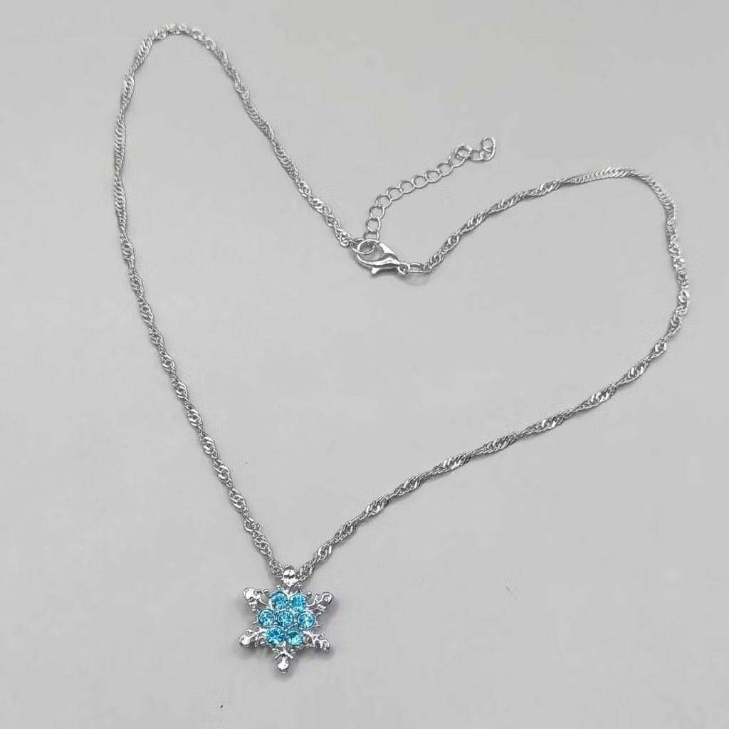 Kalung rantai wanita liontin bentuk kepingan salju snow snowflake necklace chain choker aksesoris pe