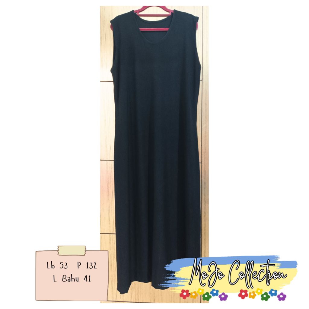 Inner Dress Hitam Kutung | Dress Polos Kutung | Inner dress panjang Hitam Polos | Dress Jersey Hitam