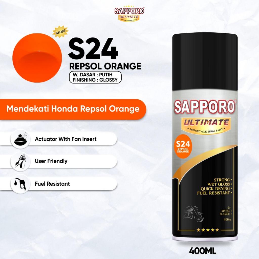 Sapporo Ultimate S24 Repsol Orange / Sapporo Ultimate / Cat Semprot / Cat Aerosol Terbaik / Sapporo 