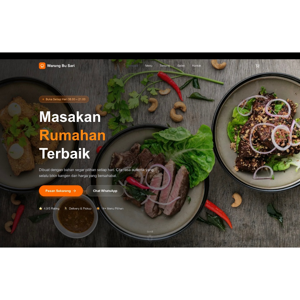 Template Website UMKM Kuliner Warung Resto — Pesan via WhatsApp + Admin Dashboard + Siap Pakai