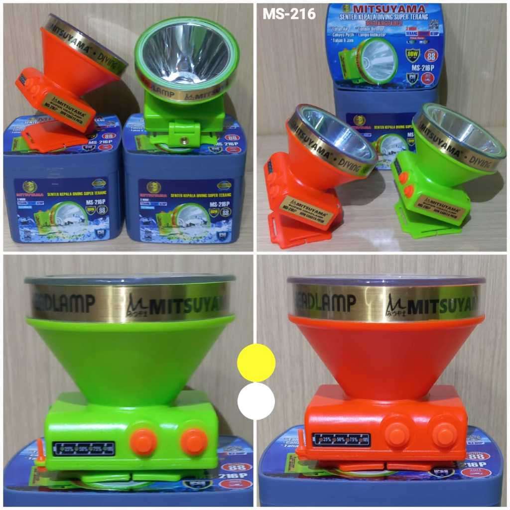 Senter Kepala MS-216 / Senter Cahaya Kuning dan Putih / Senter Kepala 80 WATT