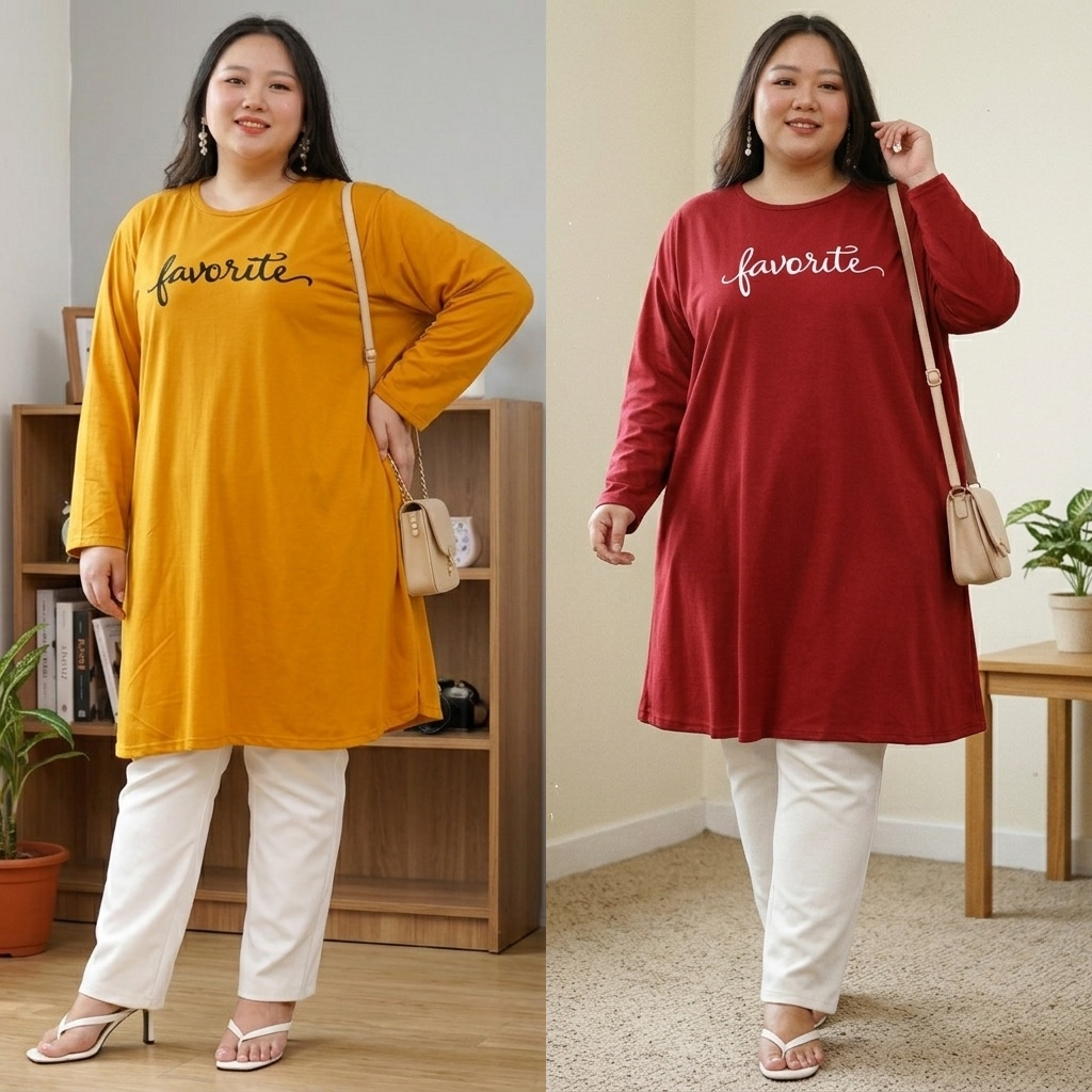 TUNIK KAOS WANITA JUMBO BIG SIZE OVERSIZE LONG TUNIC LD120 LD130 LD140 MTP2007