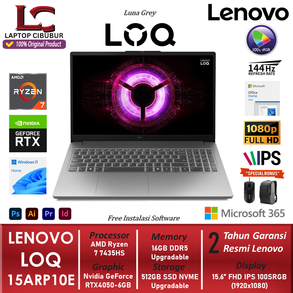 Lenovo LOQ Essential 15ARP10E AMD Ryzen 7 7735HS 32GB 1TB 15.6 RTX4050 WINDOWS11+M365+OH2024